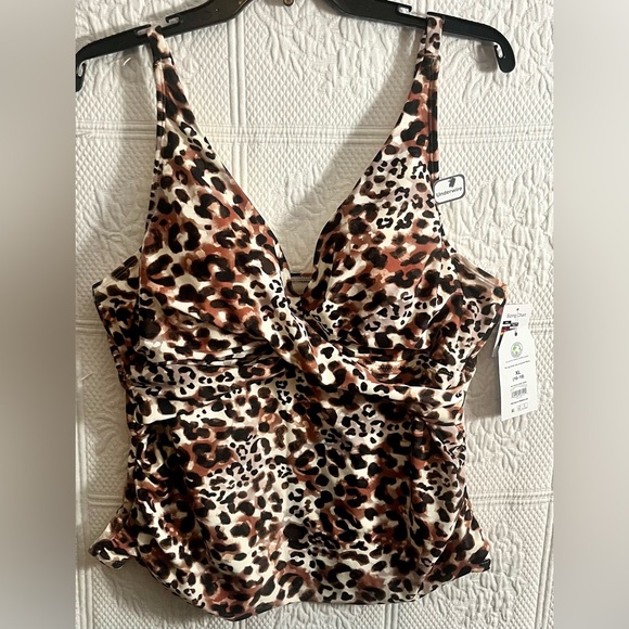 Time and Tru Other - Time and Tru Size XL 16/18 Leopard Print Tankini Swim Top NWT New